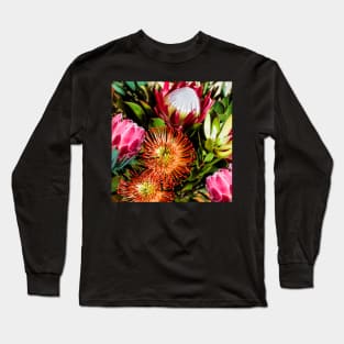 Colourful Protea Flowers in Loose Arrangement Long Sleeve T-Shirt